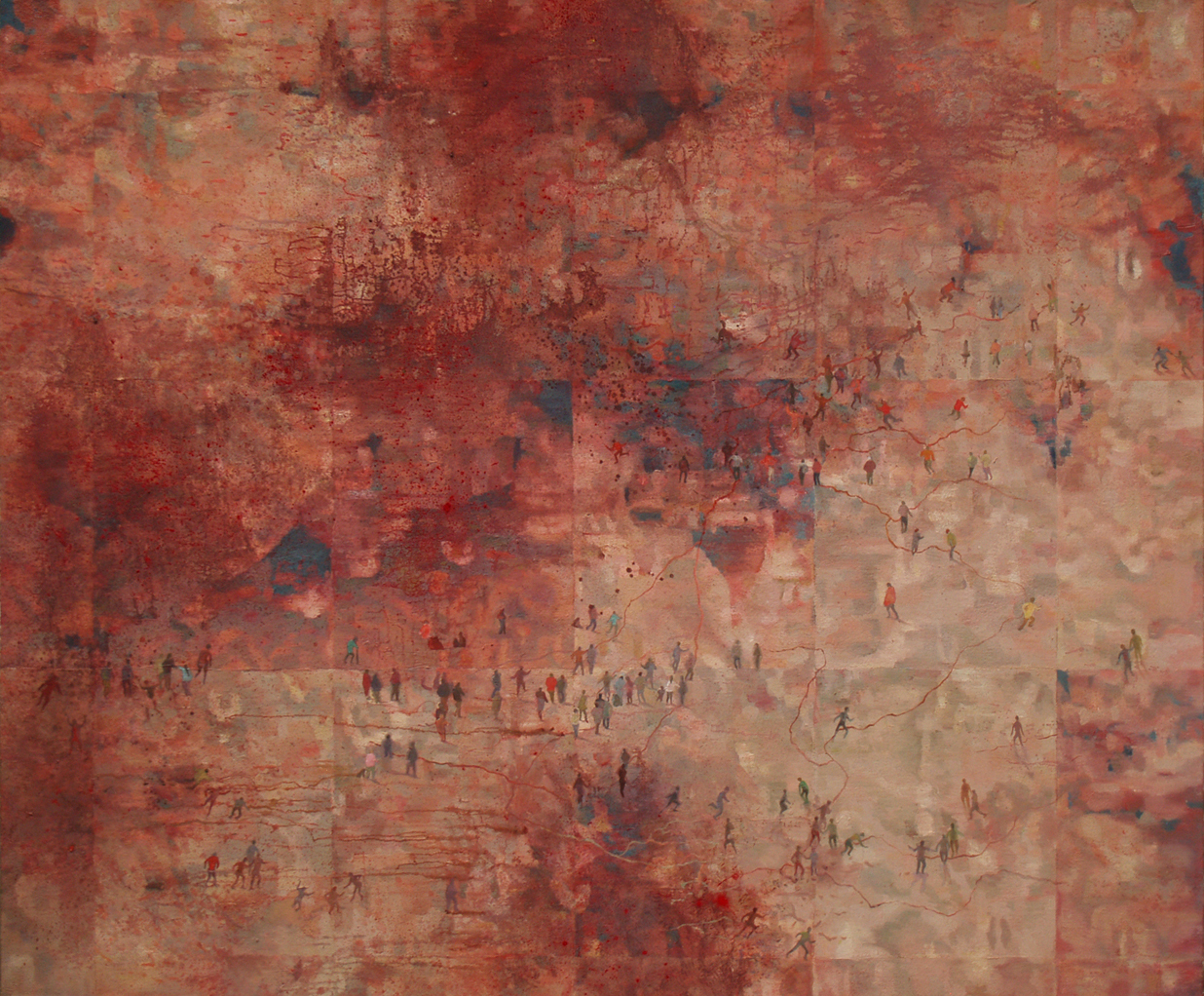 Igra nezavedajočih (Rdeča lunina preproga), 2013, olje na platno, 160 x 190 cm