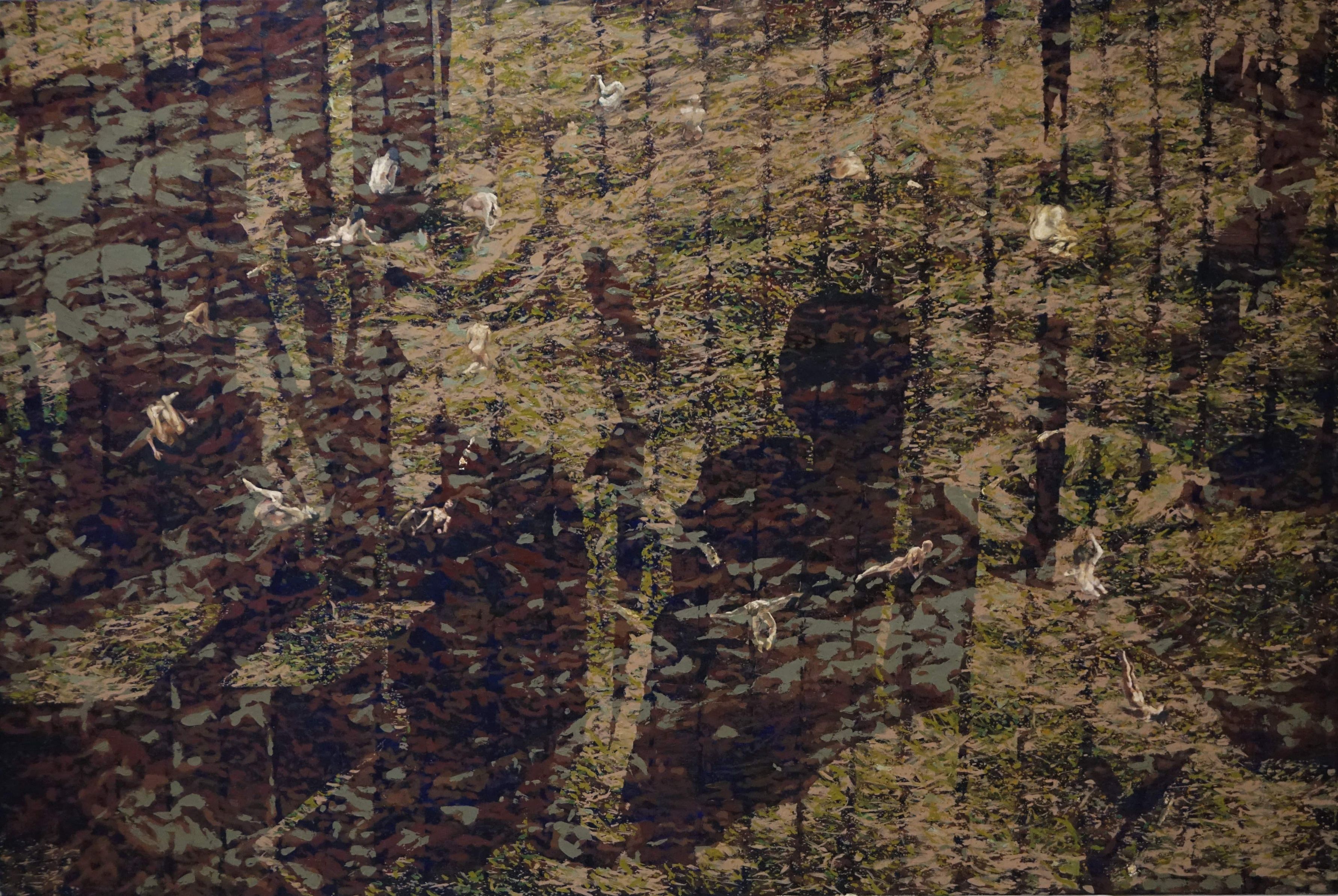 Vodnarjev zapis, 2019, olje na platno, 170 x 240 cm